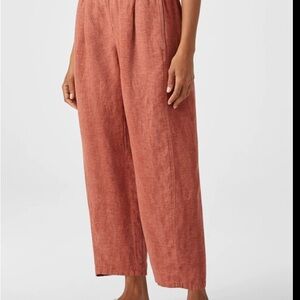 NEW Eileen Fisher  100% Organic Linen Lantern Ankle Pant Clay size Medium